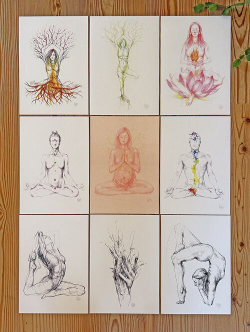 A4 Yoga Prints - on textured paper