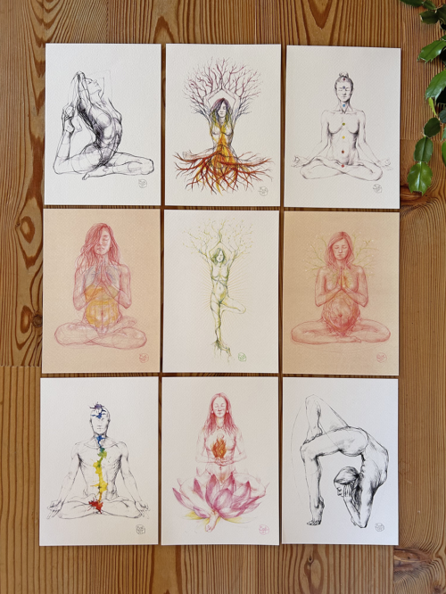 A5 Yoga Prints - on textured paper