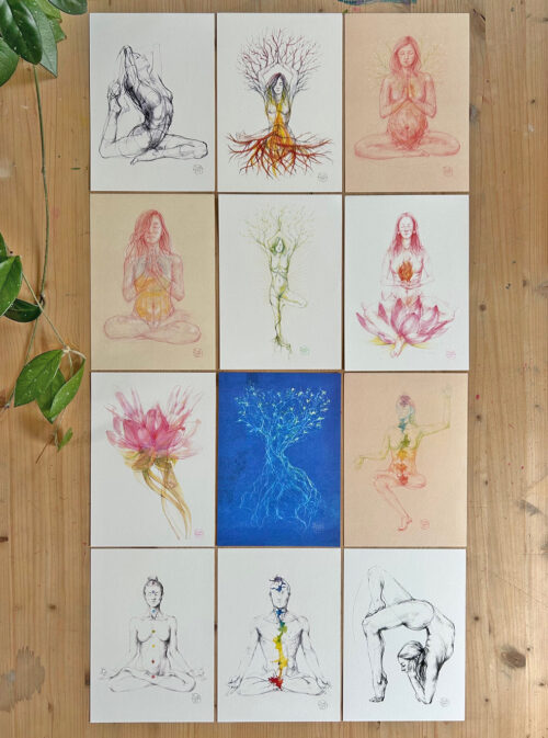 A5 Yoga Prints - on textured paper