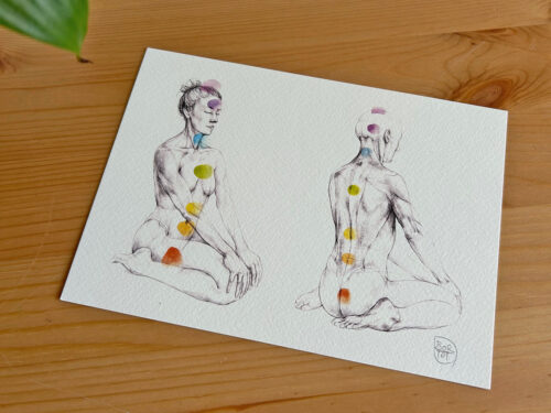 A5 Yoga Prints - on textured paper - Chakra flowers & roots