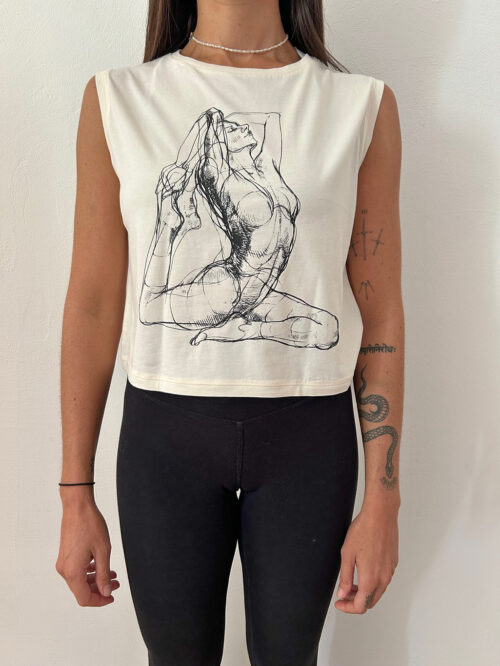 Women's crop T-shirt "Pigeon pose"