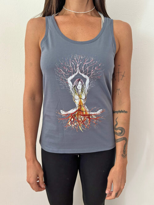 Women's Tank Top "Chakra tree of life" Mineral Grey