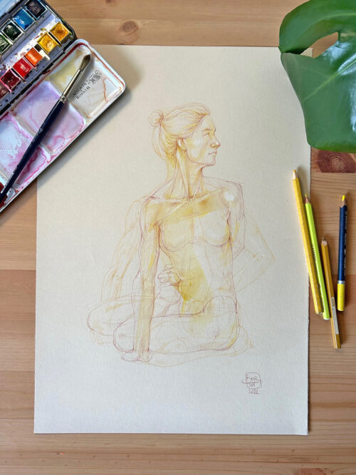 Original drawing - Bharadvajasana