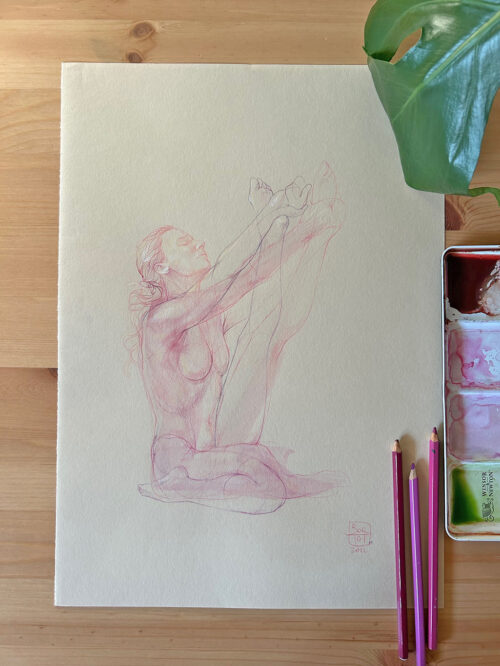 Original drawing - Krounchasana