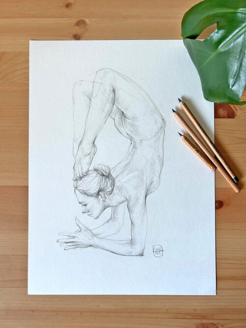Original drawing - Vrschikasana variation