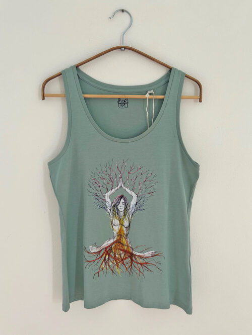 Women's Tank Top "Chakra tree of life" Jade Green