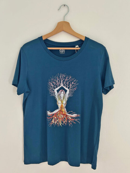 Women's T-shirt "Chakra Tree of life" Peacock Blue