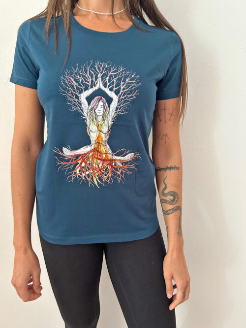 Women's T-shirt "Chakra Tree of life" Peacock Blue