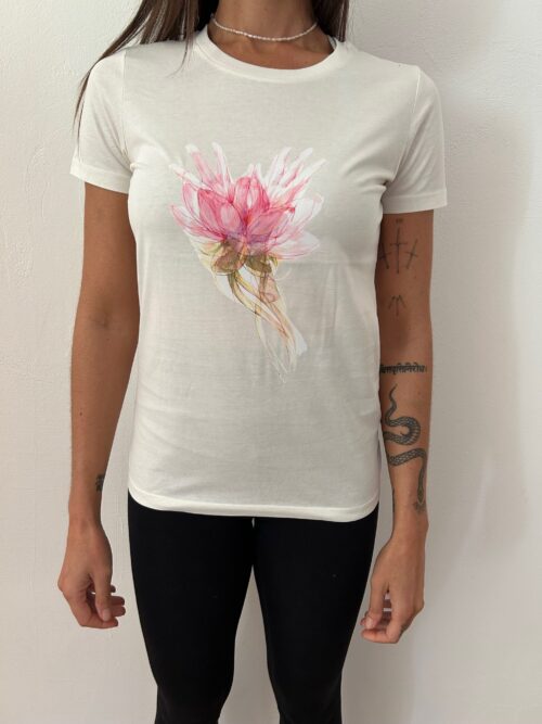 Women's T-shirt "Flower mudra" Ivory