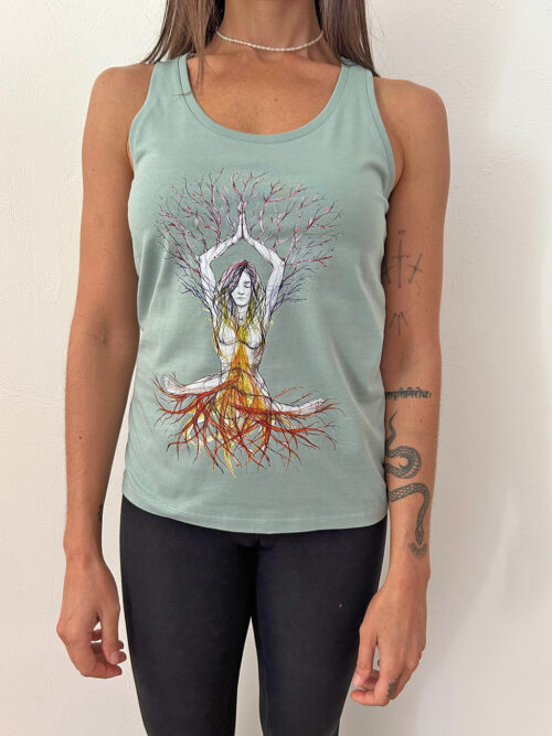 Women's Tank Top "Chakra tree of life" Jade Green