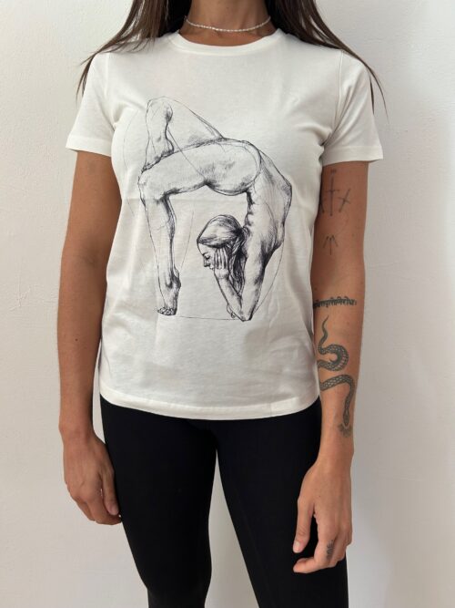 Women's T-shirt "Sayanasana variation" Ivory