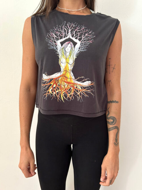 Women's crop T-shirt "Chakra tree of life"