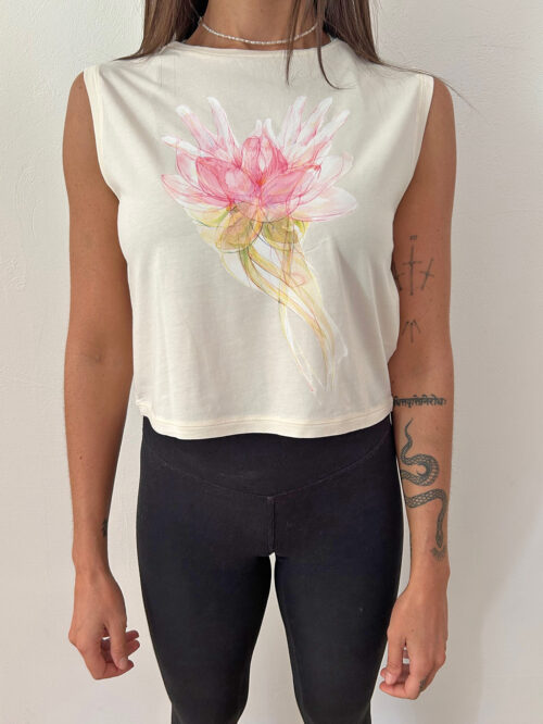 Women's crop T-shirt "Lotus mudra"